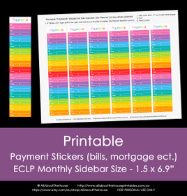 Bill Payments Printable Calendar /  Planner Stickers - Rainbow