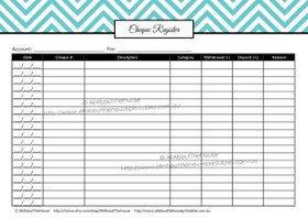 Chequebook Register - EDITABLE - All 7 Colours - Finance//Budgeting Planner Printables