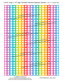 Checklist Printable Calendar / Planner Stickers 1.9" long x 0.375" wide - Rainbow