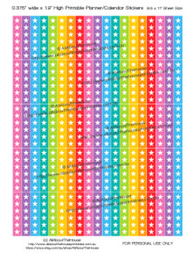 Star List Printable Calendar / Planner Stickers 1.9" long x 0.375" wide - Rainbow