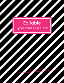 EDITABLE Binder Cover - Letter Size (8.5 x 11") - Style 4 - black (118), hot pink (81)