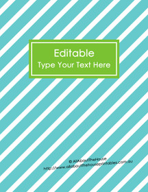 EDITABLE Binder Cover - Letter Size (8.5 x 11") - Style 4 - blue (6), green (40)