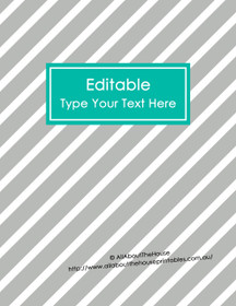 EDITABLE Binder Cover - Letter Size (8.5 x 11") - Style 4 - grey (114), blue/teal (29)