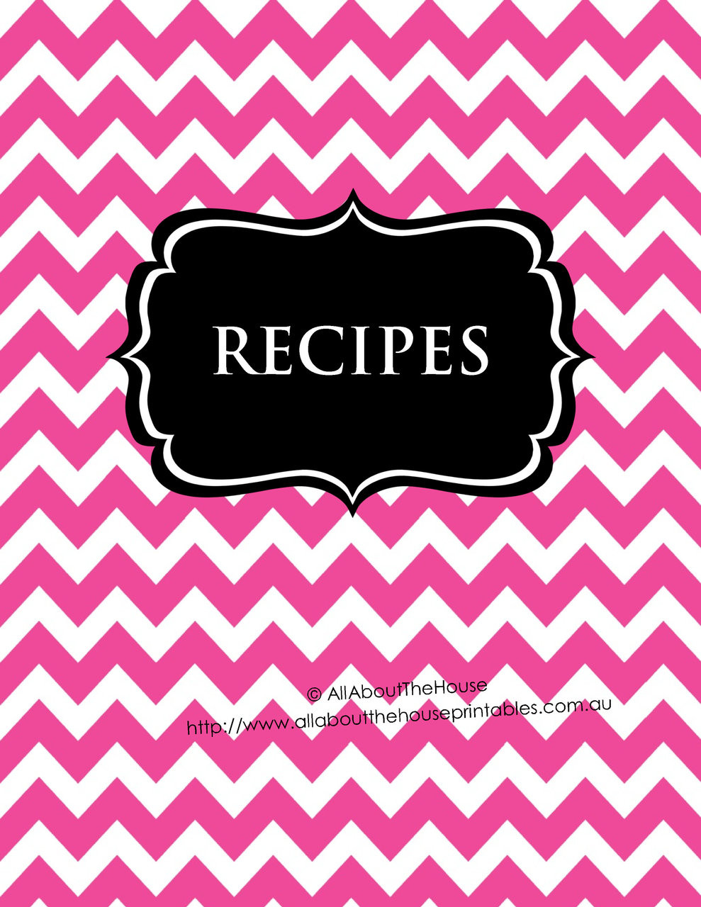 pink chevron black recipe binder editable 54 sheets instant download binder cover sheets