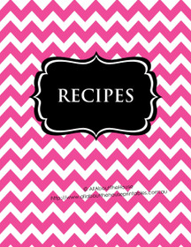 Pink Chevron & Black Recipe Binder - EDITABLE - 54 Sheets - INSTANT DOWNLOAD