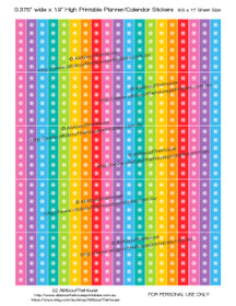 Asterisk List Printable Calendar / Planner Stickers 1.9" long x 0.375" wide - Rainbow