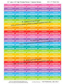 Vitamins Tracker - Printable Calendar /  Planner Stickers - 1.5 x 0.5" - Rainbow