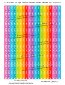 Checkbox List Printable Calendar / Planner Stickers 1.9" long x 0.375" wide - Rainbow