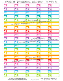 Credit Card - Printable Calendar /  Planner Stickers - 1.5 x 0.5" - Rainbow
