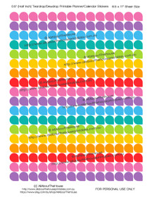 Teardrop Dewdrop - Printable Calendar /  Planner Stickers - (1/2" & 3/4") - Rainbow