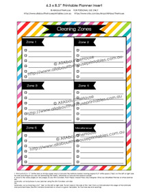 Cleaning Zones Planner Insert Printable 