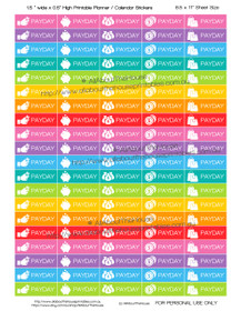 Payday Planners Stickers Printable (v3) - 1.5 x 0.5" - Rainbow
