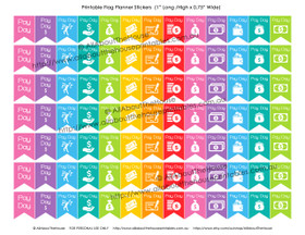 Payday Planners Stickers - Flags Printable - 1" H x 0.75" W - F001