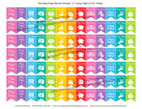 Payday Planners Stickers - Flags Printable - 1" H x 0.75" W - F002