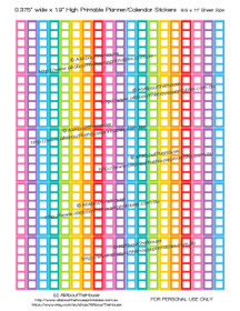 Checkbox List Planner Stickers - Printable - 1.9" L x 0.375" W - Rainbow - L003