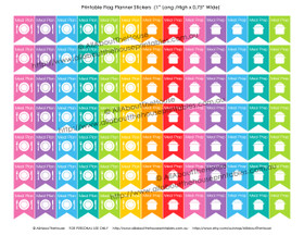 Meal Prep Meal Plan Planners Stickers - Flags Printable - 1" H x 0.75" W - F009