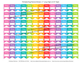 Blog Planners Stickers - Flags Printable - 1" H x 0.75" W - F021