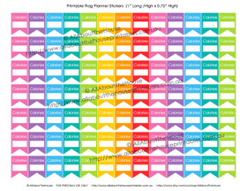 Fitness Planners Stickers - Flags Printable - 1" H x 0.75" W - F015-018