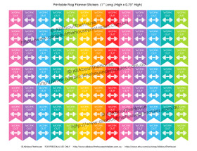Gym Workout Planners Stickers - Flags Printable - 1" H x 0.75" W - F020-021, 035