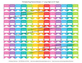Work Planners Stickers - Flags Printable - 1" H x 0.75" W - F012
