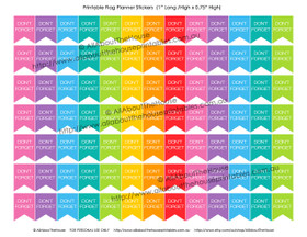 Don't Forget Planners Stickers - Flags Printable - 1" H x 0.75" W - F034