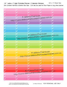 Tick List Planners Stickers - ECLP Half Box Printable - 1.5" W x 1" H - HB013