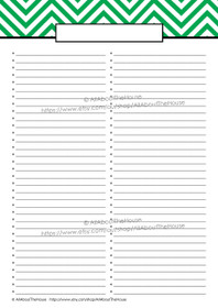 Anything List - 2 Columns - EDITABLE - Green 4 - INSTANT DOWNLOAD