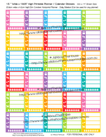 Healthy Living Planners Stickers - Printable - 1.5" W x 1.625" H - HDS16