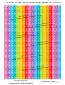 Frog List Printable Calendar / Planner Stickers 1.9" long x 0.375" wide - Rainbow