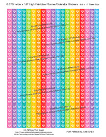 Diamond Glam Printable Calendar / Planner Stickers 1.9" long x 0.375" wide - Rainbow