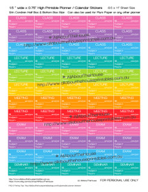 College Planners Stickers University - ECLP Half Box Printable - 1.5" W x 0.75" H - TB00