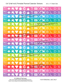 Meal Plan Dinner Planner Stickers Printable - Half Inch (0.5") Square - Rainbow - #HIS014