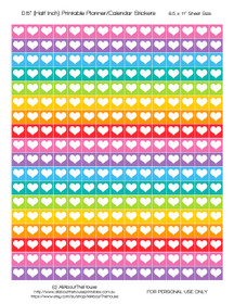 FREE Heart printable planner stickers for any planner - date night etc.
