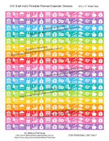 Money Planner Stickers Printable - Half Inch (0.5") Square - Rainbow - #HIS073