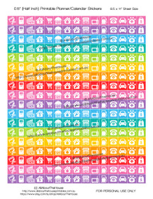 Money Planner Stickers Printable - Half Inch (0.5") Square - Rainbow - #HIS074