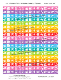 Money Planner Stickers Printable - Half Inch (0.5") Square - Rainbow - #HIS071