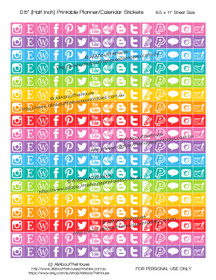 Blogging Planner Stickers Printable - Half Inch (0.5") Square - Rainbow - #HIS054