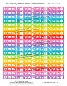 Happy Mail Parcel Delivery Planner Stickers Printable - Half Inch (0.5") Square - Rainbow - #HIS051