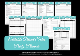 Direct Sales Party Planner Checklist - Aqua Polka Dot - Editable - Instant Download
