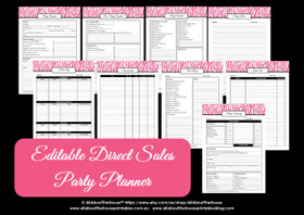 Direct Sales Party Planner Checklist - Pink Zebra - Editable - Instant Download