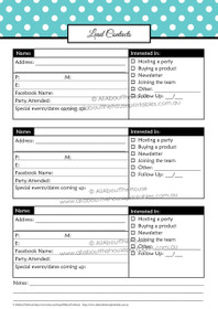 Lead Contacts - Direct Sales - EDITABLE Printable - Aqua Polka Dot - INSTANT DOWNLOAD