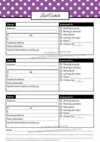 Lead Contacts - Direct Sales - EDITABLE Printable - Purple Polka Dot - INSTANT DOWNLOAD