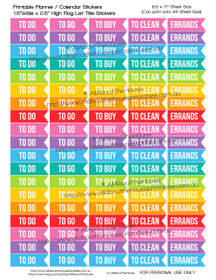 To do to go to buy, clean errands Flag Planners Stickers - Printable - 1.5" W x 0.5" W - LFT003