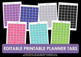EDITABLE (In Excel) Printable Planner Tabs 
