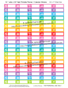 Travel Planner Stickers - 1.5 x 0.5" - Rainbow - OL125