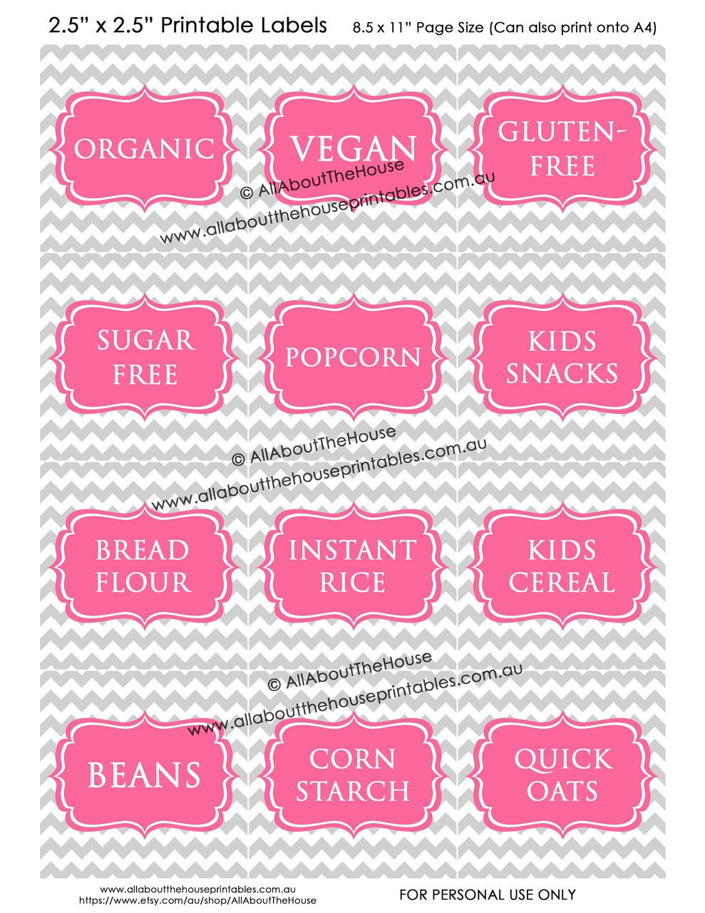 Printable Pantry Cleaning Contents Blank Editable Labels
