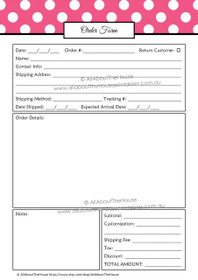 EDITABLE Order Form Template - Polka dot - pink 3 - INSTANT DOWNLOAD