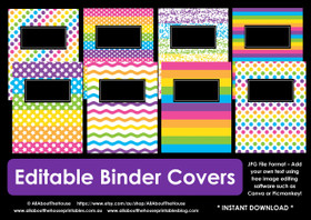 Rainbow binder covers - EDITABLE - INSTANT DOWNLOAD