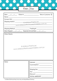 EDITABLE Order Form Template - Polka dot - blue 4 - INSTANT DOWNLOAD