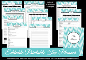 EDITABLE LIGHT BLUE Tax Planner Printables - Instant Download